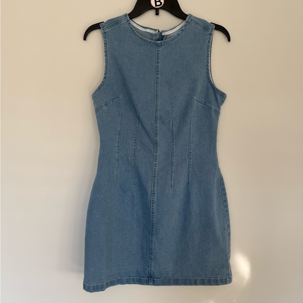 Sleeveless Denim Dress - Light Blue